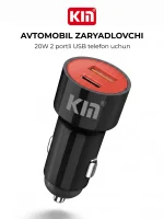 KIN KC21 Avto Zaryadlovchi 2 USB 20W 5V/3.1A Tez Quvvatlash - Image 2