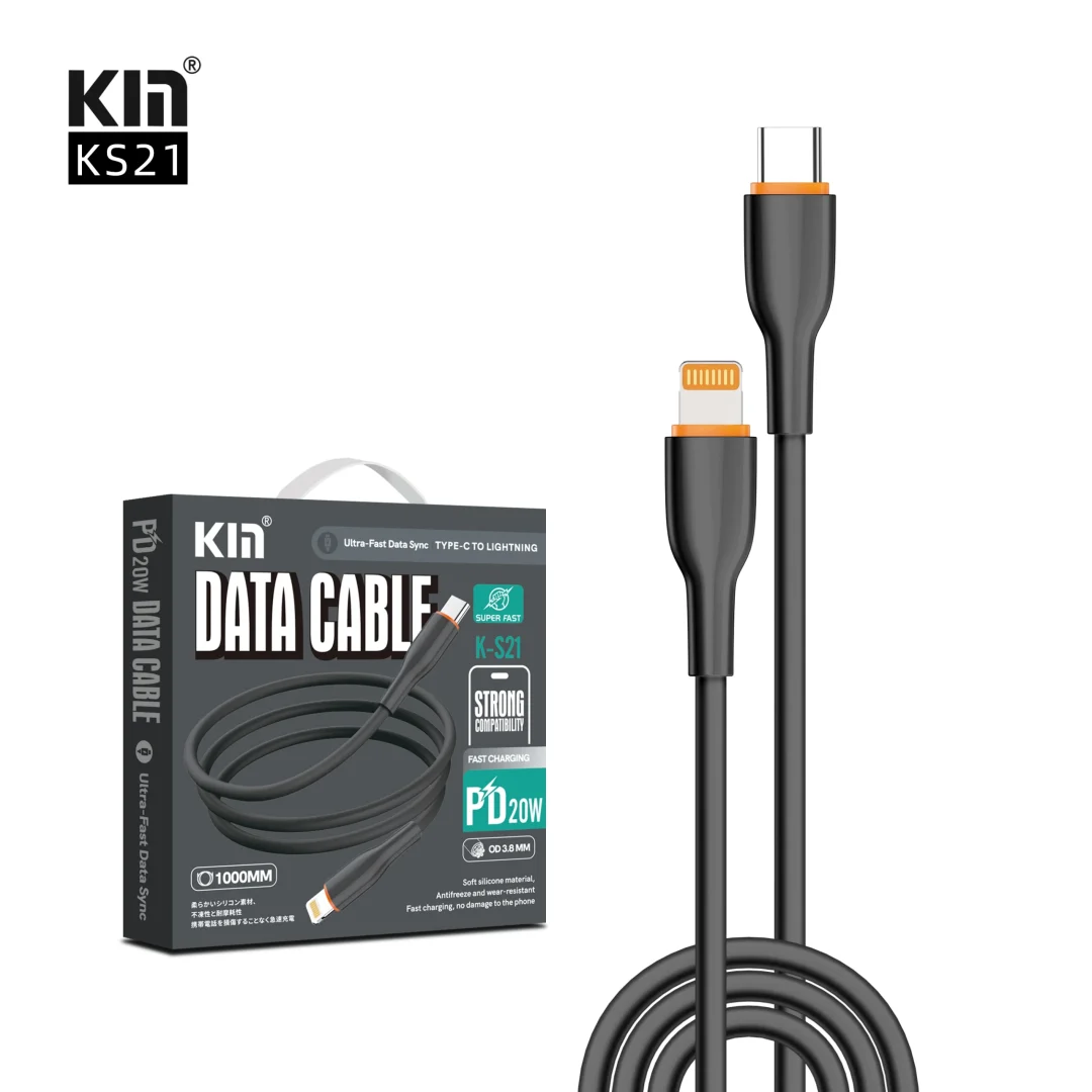 KIN KS21 Zaryad Kabeli Type-C Lightning 1 m silikon tez quvvatlash - Image 4