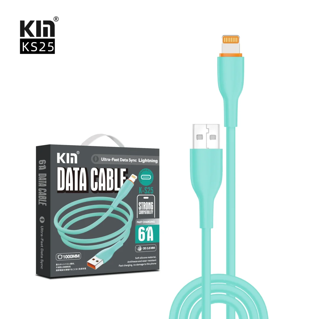 KIN KS25 Zaryad Kabeli USB Lightning 1 m silikon tez quvvatlash - Image 4