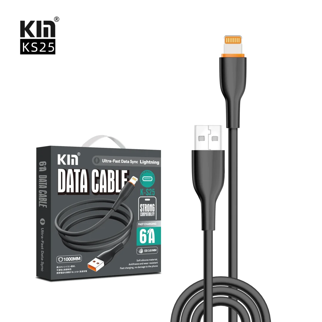 KIN KS25 Zaryad Kabeli USB Lightning 1 m silikon tez quvvatlash - Image 3
