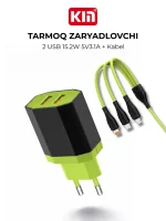 KIN KC18 Tarmoq Quvvatlagich 2 USB 15.2W 5V/3.1A Tez Quvvatlash - Image 4