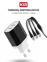 KIN KC18 Tarmoq Quvvatlagich 2 USB 15.2W 5V/3.1A Tez Quvvatlash - Image 2