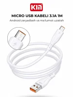 KIN KMM01 Zaryad Kabeli Micro USB 3.1A 1m Android Tez Quvvatlash - Image 3