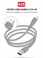 KIN KMM01 Zaryad Kabeli Micro USB 3.1A 1m Android Tez Quvvatlash - Image 2