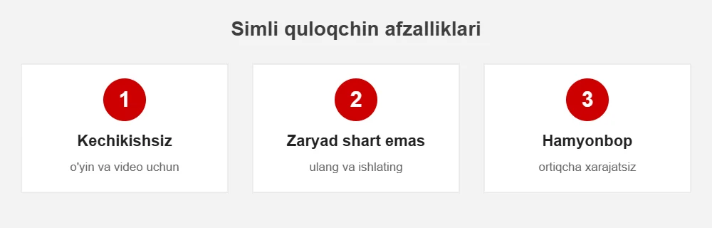 Simli quloqchin afzalliklari infografika