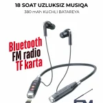 KIN KL126 simsiz Bluetooth naushnik, FM radio, TF karta va bo'yinbog' bilan