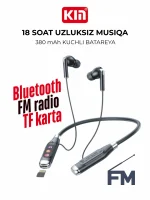 KIN KL126 simsiz Bluetooth naushnik, FM radio, TF karta va bo'yinbog' bilan